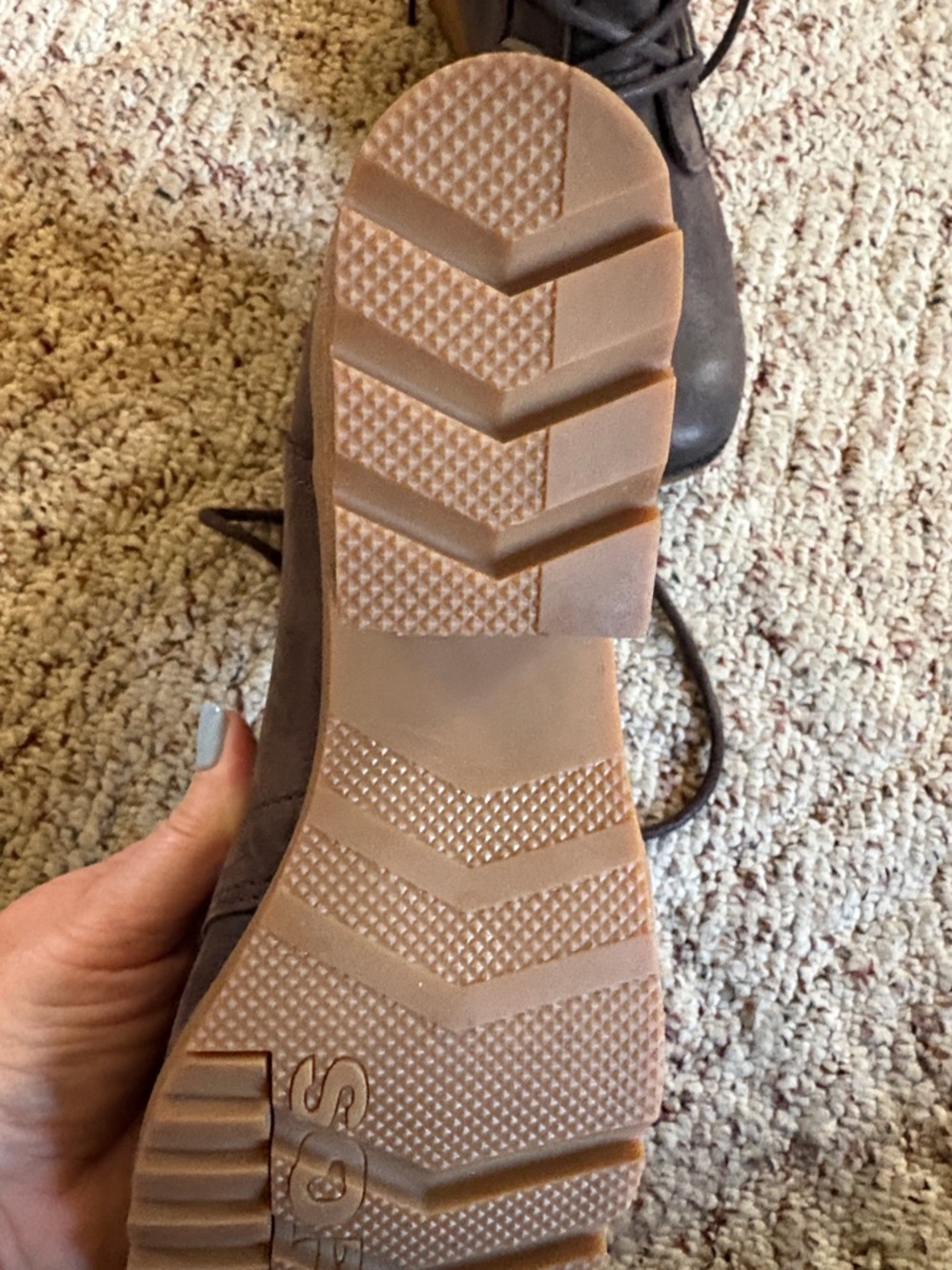 Sorel Brown Lace-Up Ankle Boots with Stacked Heel - Picture 4 of 5